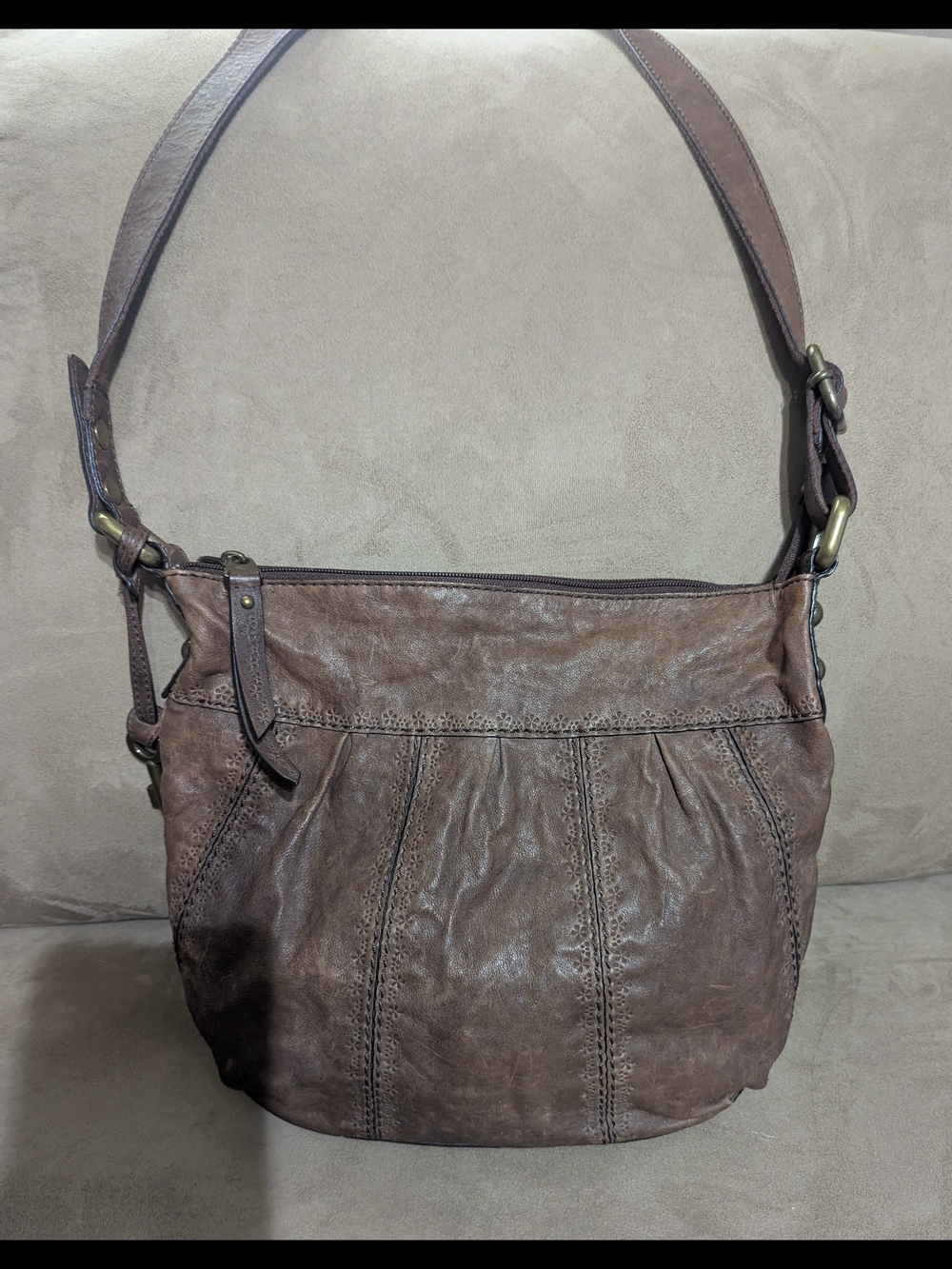 Fossil Talita Hobo Brown Leather Crossbody Bag - Picture 6 of 11